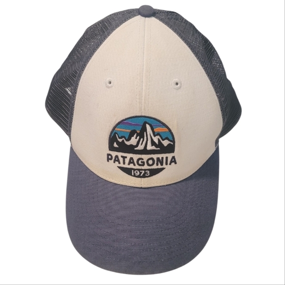 Patagonia Trucker Hat Blue-ish Gray Snapback Fitz Roy Outdoors Hiking Camping OS - Picture 1 of 6